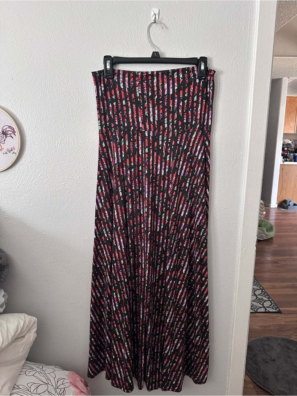 Thyme and Honey Black and Red Floral Maxi Skirt